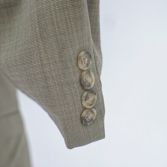 Hart Schaffner Marx Green Tan Nailshead Wool Sport Coat 2 Button 42L - Picture 3 of 11